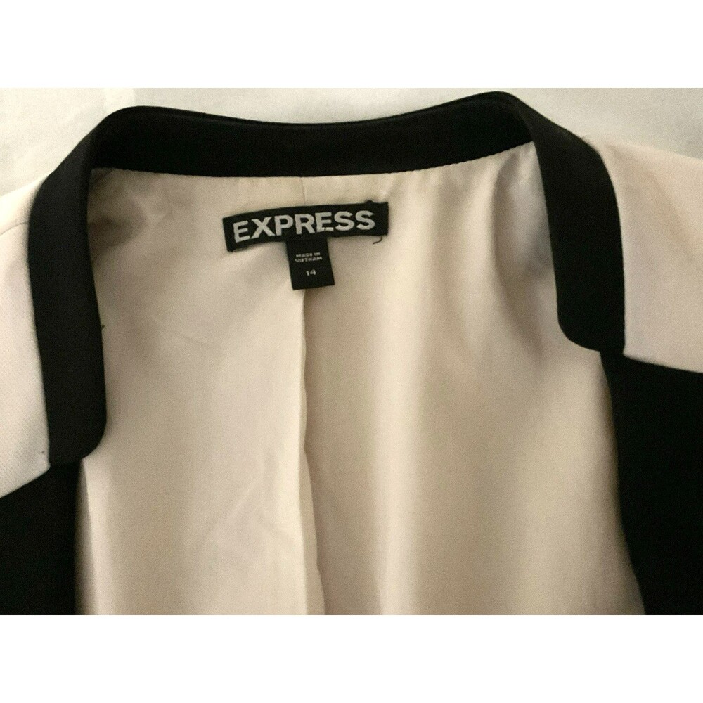 Express Women's Black Collar One Button Blazer Size 14, Ivory - Picture 4 of 5